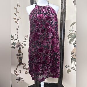 Floral Halter Mini Dress in Purple